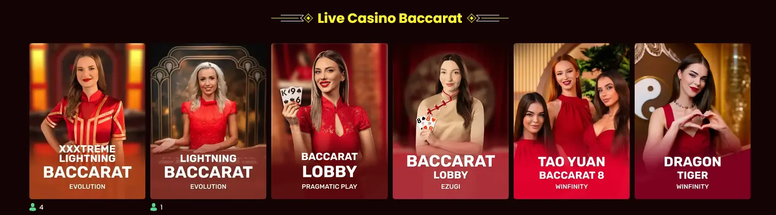 Dragonslots live baccarat table streamed by Evolution Gaming